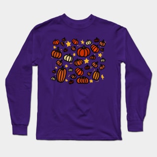 Pumpkins and Stars Autumn/Halloween Pattern Long Sleeve T-Shirt